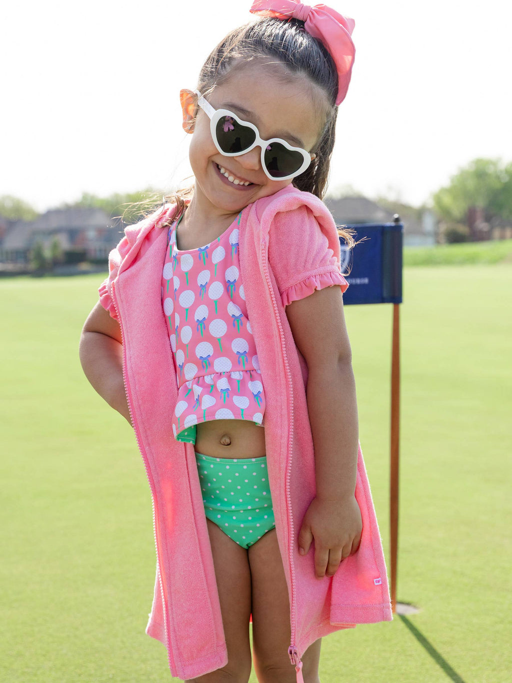 Girls Bubblegum Pink Terry Full-Zip Cover Up