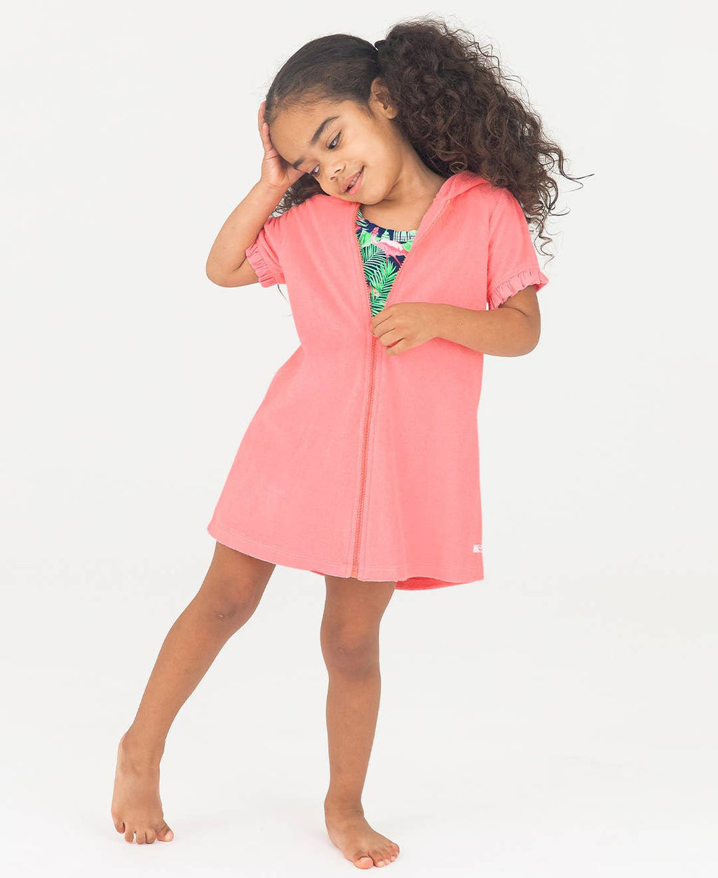 Girls Bubblegum Pink Terry Full-Zip Cover Up