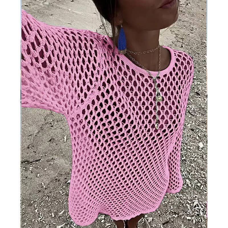 Beach Vacation Knit Hollow Out Cover-Up