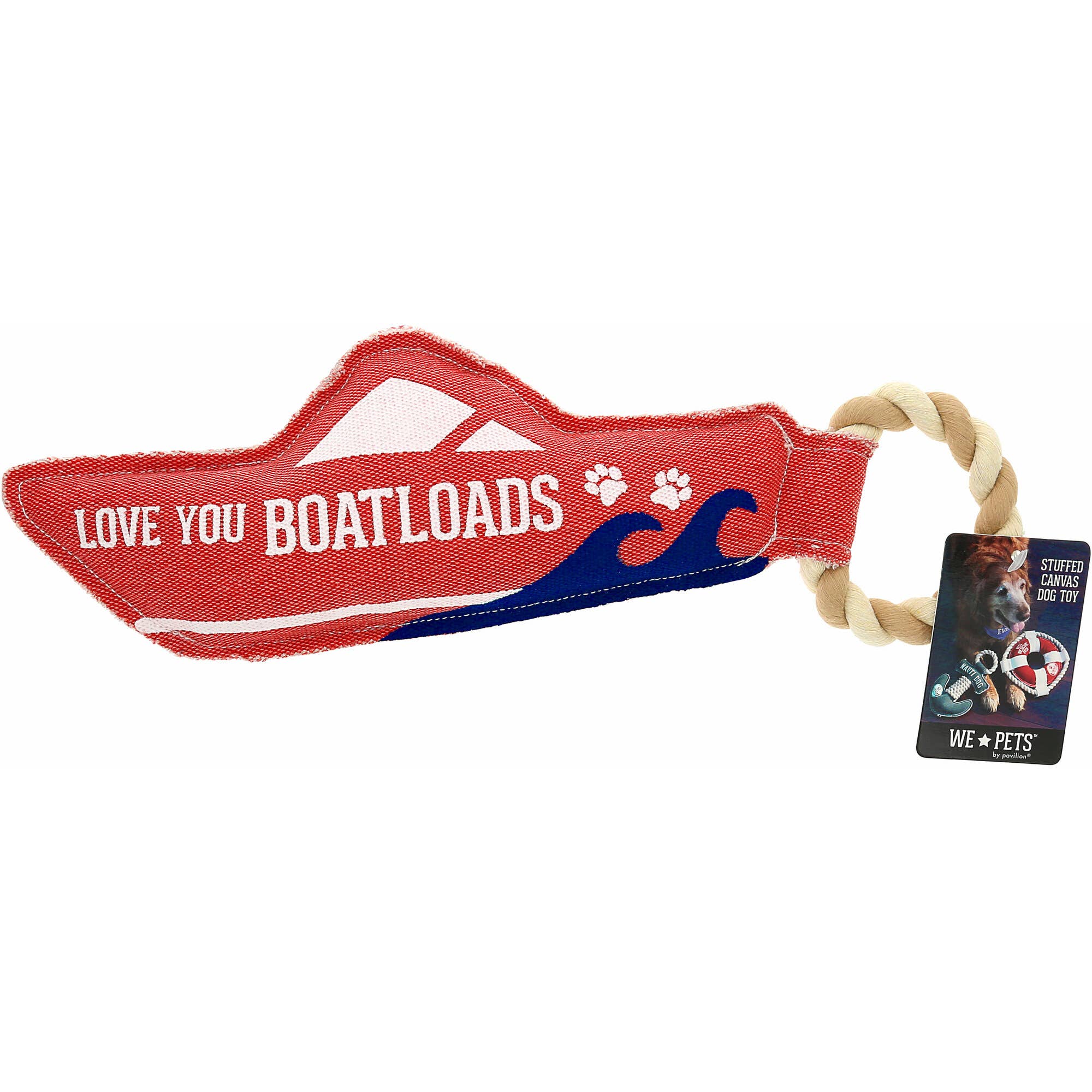Boatloads - 13" x 5" Canvas Dog Toy on Rope
