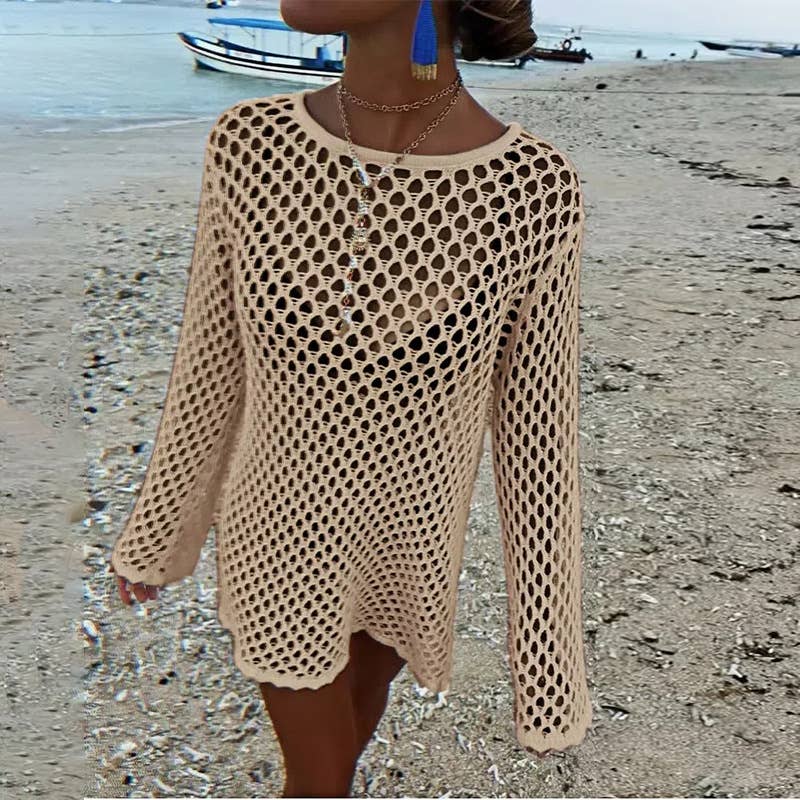 Beach Vacation Knit Hollow Out Cover-Up