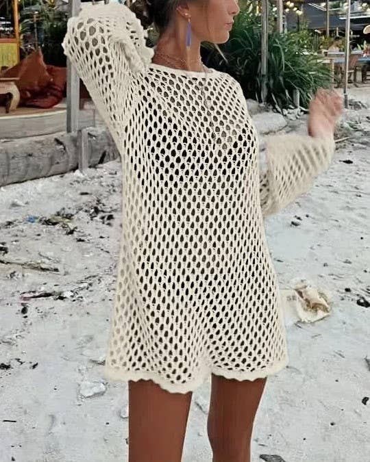 Beach Vacation Knit Hollow Out Cover-Up