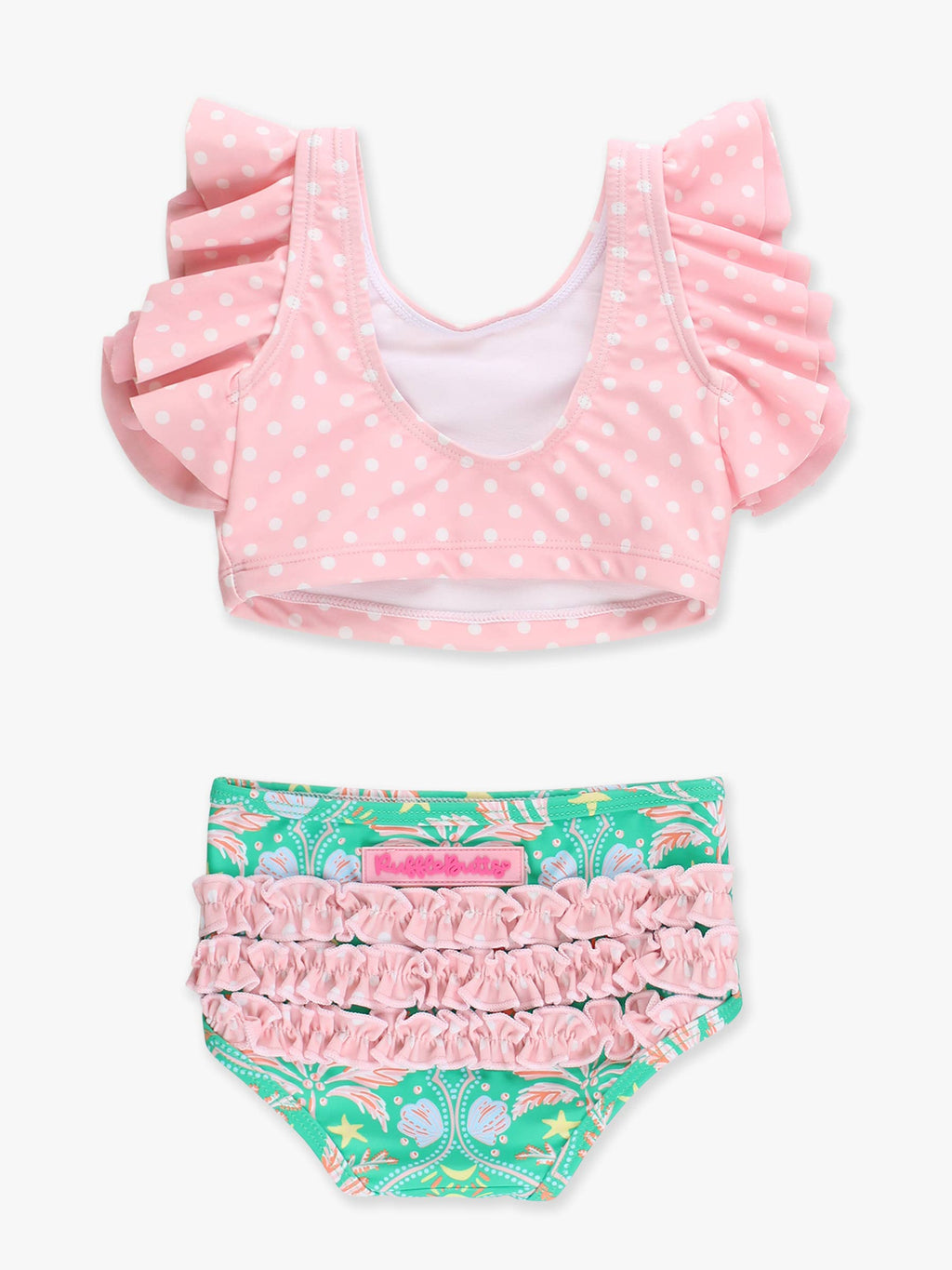 Girls Coconut Cabana Butterfly Tankini 2-Piece Swimsuit with Signature Rear Ruffles
