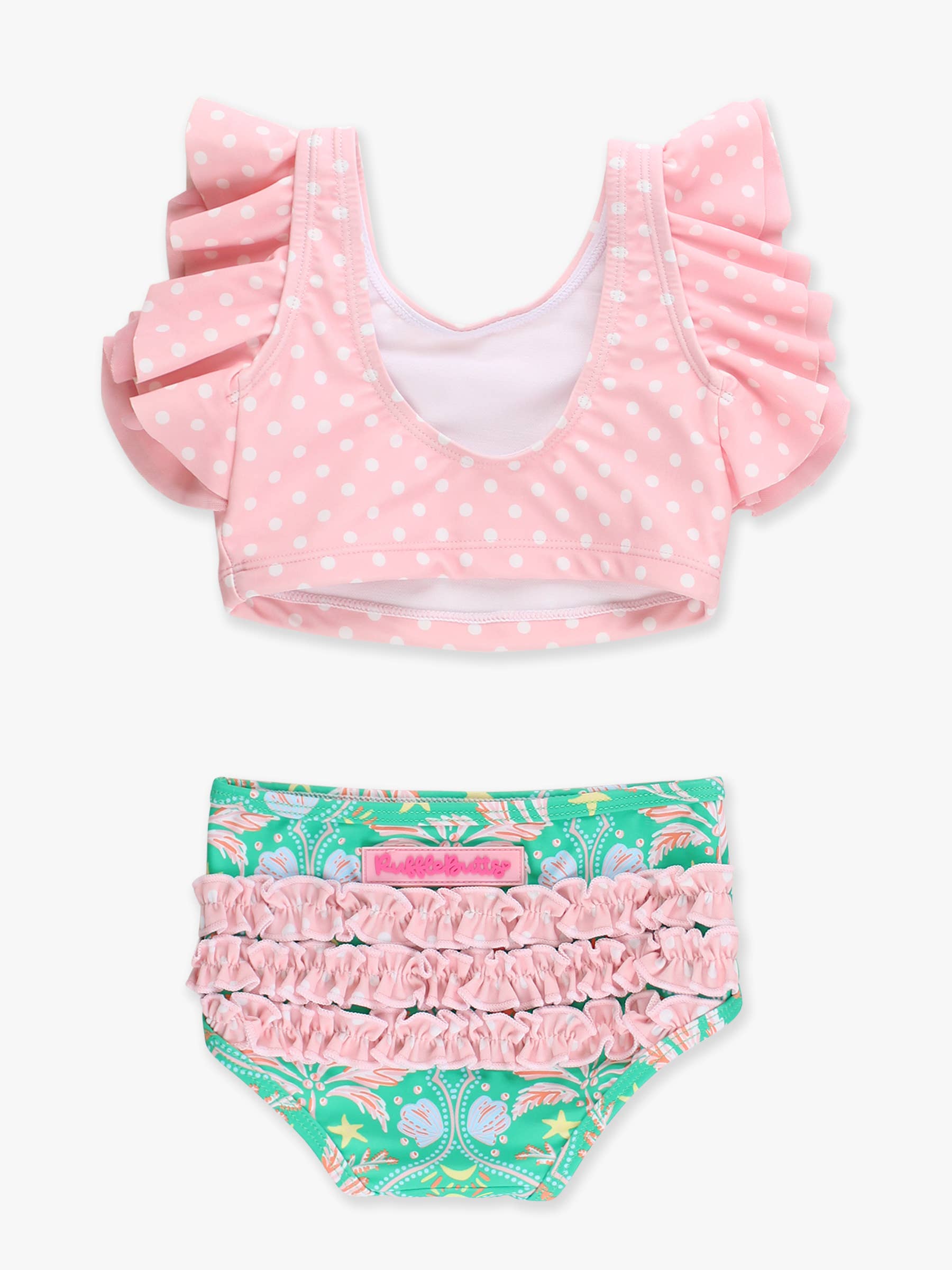 Girls Coconut Cabana Butterfly Tankini 2-Piece Swimsuit with Signature Rear Ruffles