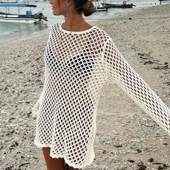 Beach Vacation Knit Hollow Out Cover-Up
