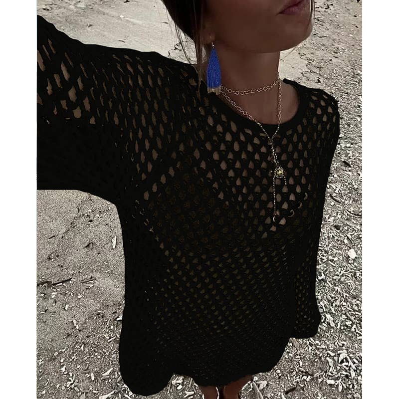 Beach Vacation Knit Hollow Out Cover-Up