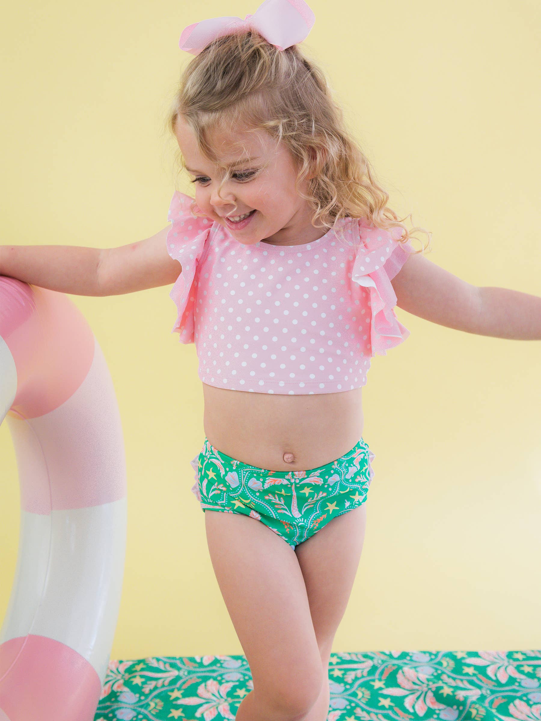 Girls Coconut Cabana Butterfly Tankini 2-Piece Swimsuit with Signature Rear Ruffles