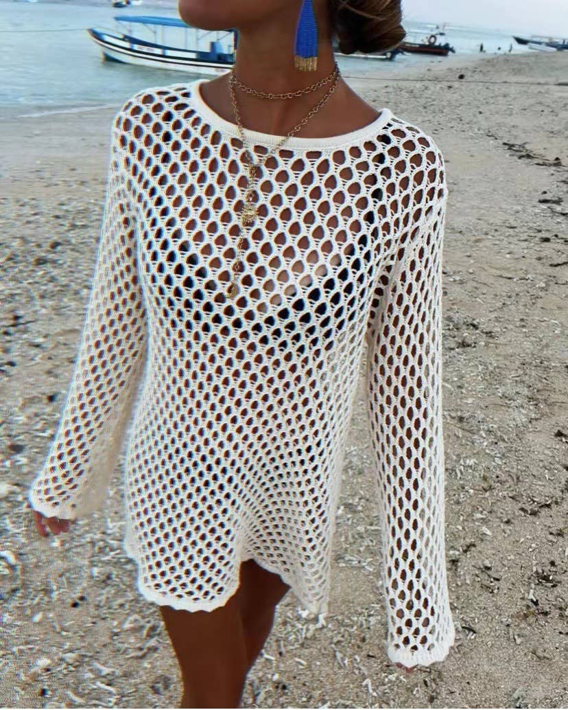 Beach Vacation Knit Hollow Out Cover-Up
