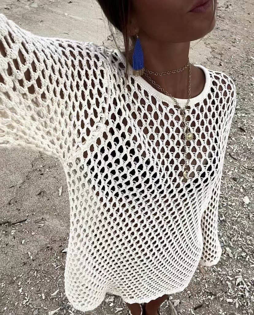 Beach Vacation Knit Hollow Out Cover-Up