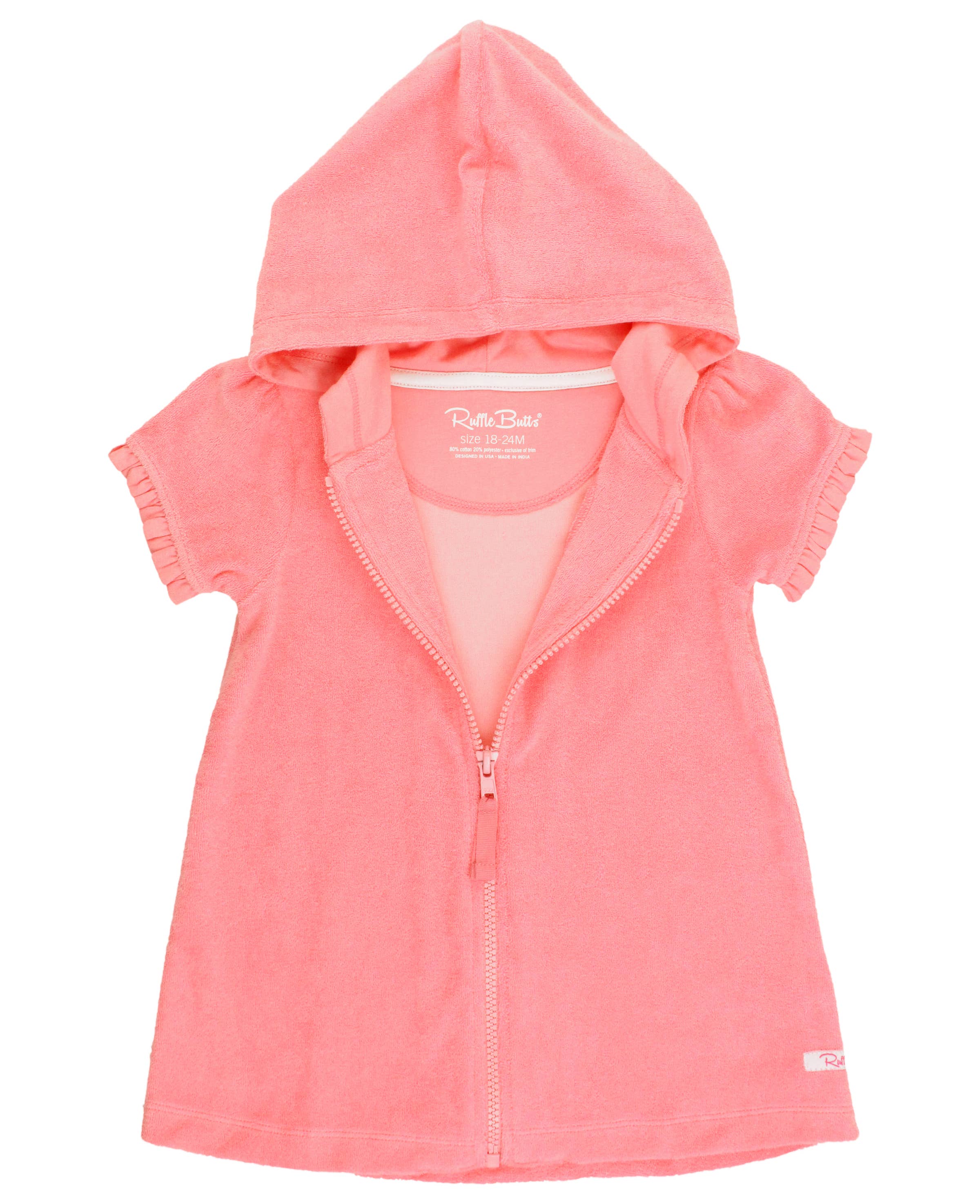 Girls Bubblegum Pink Terry Full-Zip Cover Up