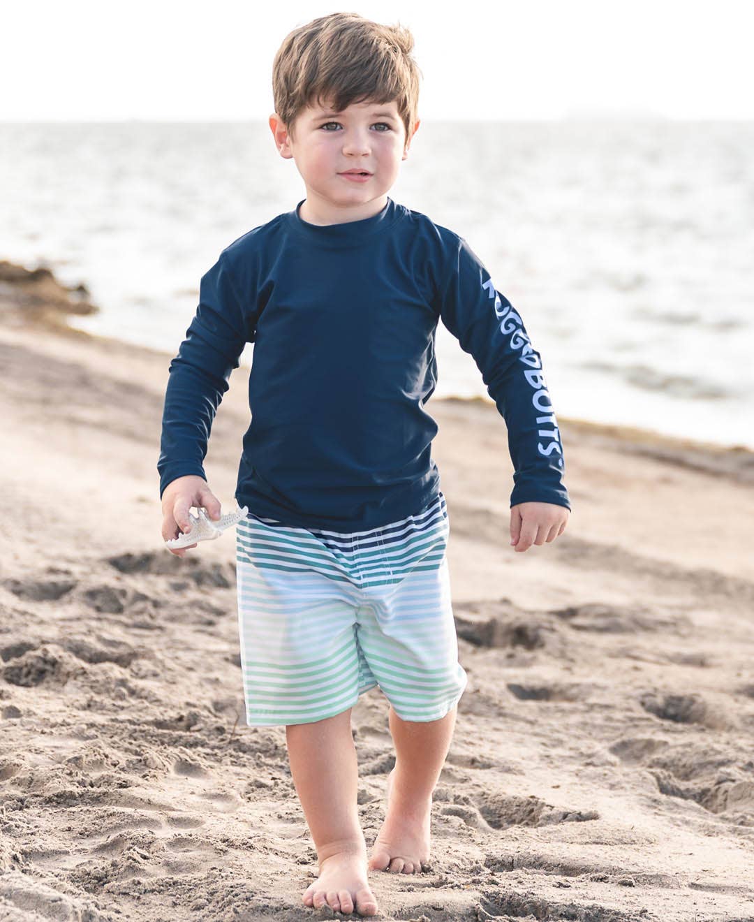 Boys Coastal Stripe Swim Trunks