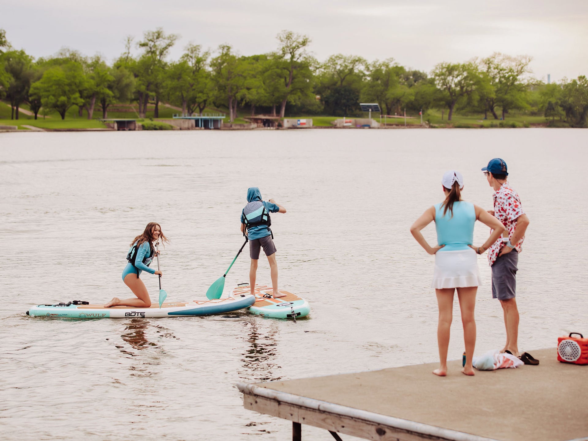 Family enjoying the lake in Texas Hill Country with water rentals from WaterTied Outfitters