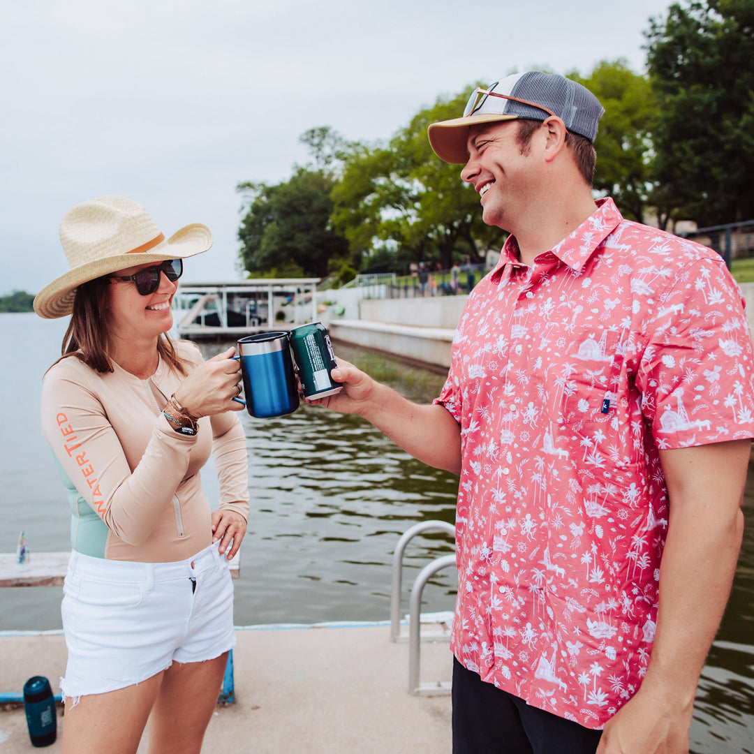 WaterTied community event with two people having fun and smiling