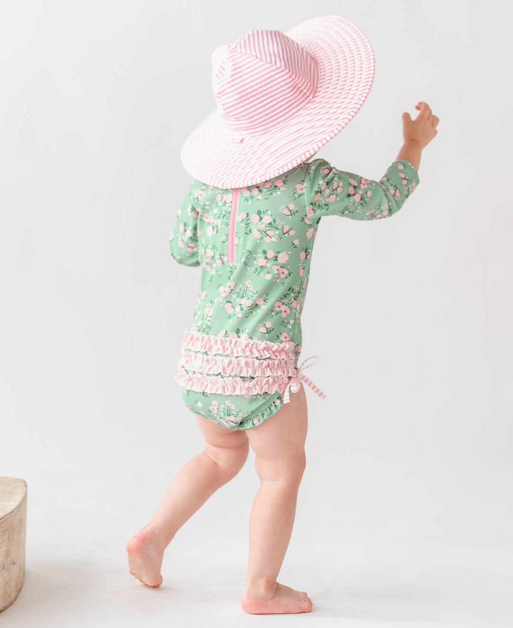 Girls Pink Seersucker Swim Hat