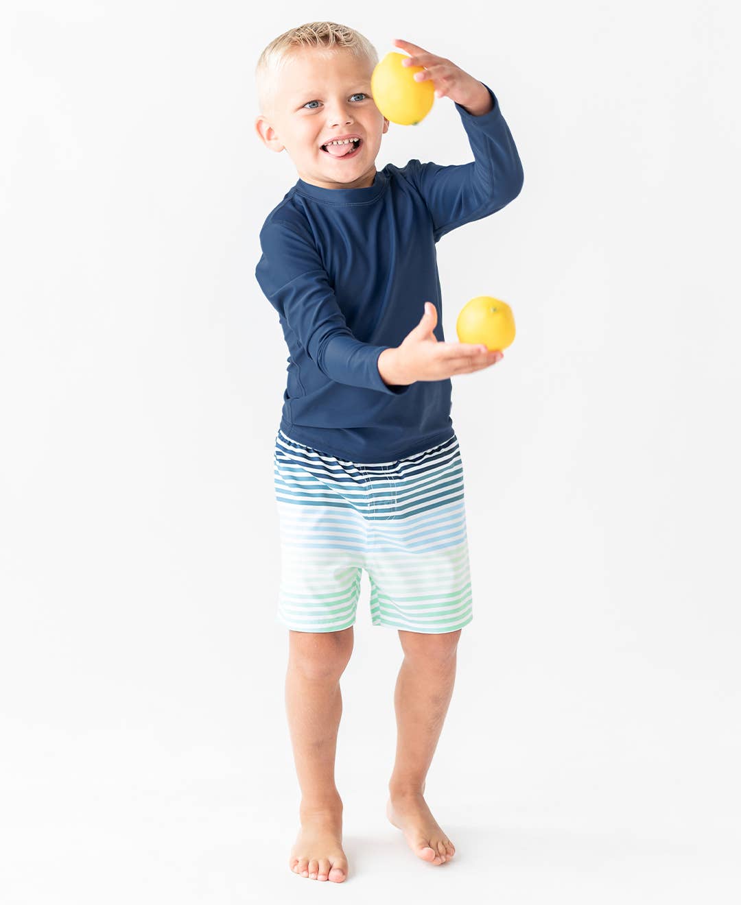 Boys Coastal Stripe Swim Trunks