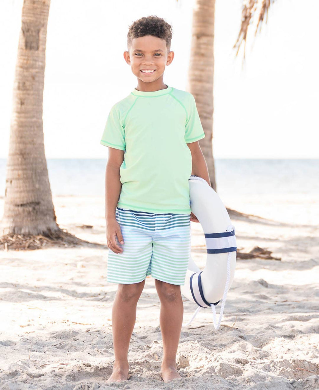 Boys Coastal Stripe Swim Trunks