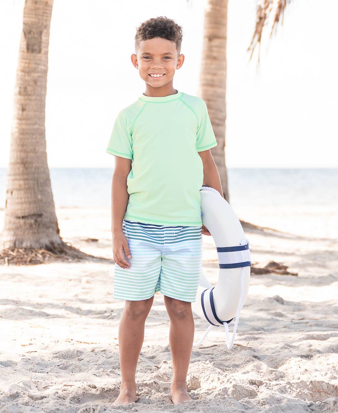 Boys Coastal Stripe Swim Trunks